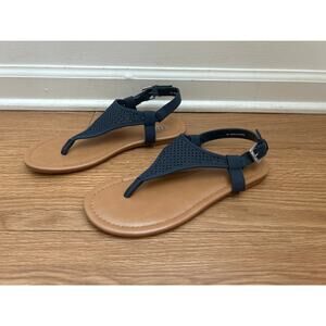 a.n.a Womens Sabrina T-Strap Flat Sandals Navy Women Size 7M NWOT